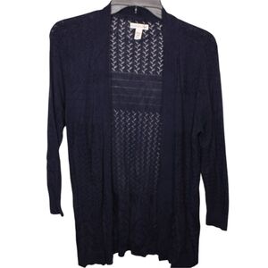Croft&Barrow Navy open front Cardigan lightweight petite Med